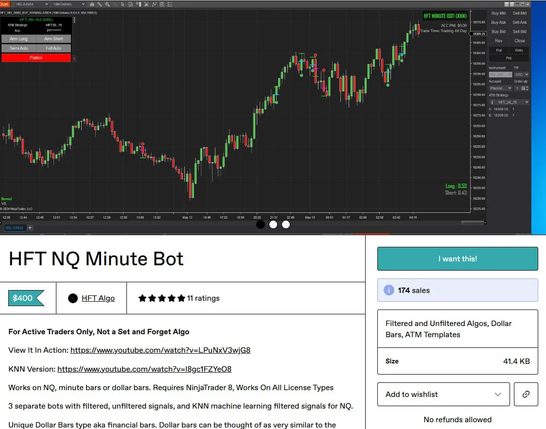 HFT NQ Minute Bot NT8 (with $-bar)​-TheTrendFollowing